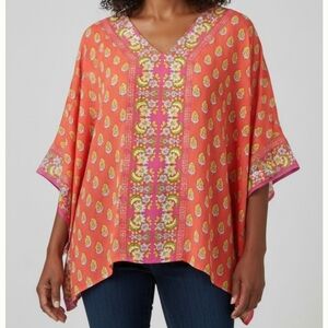 Kim Gravel Boho Poncho Top Colorful Spring Beachy Flowy Plus Size 2X